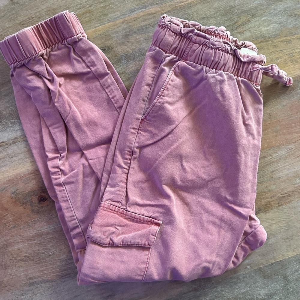 Abercrombie Kids Pink Elastic Waist Cargo Jogger Pants